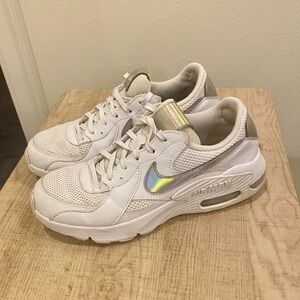 Women Nike Air Max Excee Running Sneakers Size 8 White Silver Holographic